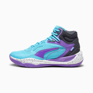 Tenis de baloncesto Playmaker Pro Mid para hombre, Purple Glimmer-Bright Aqua-Strong Gray-PUMA White, extralarge