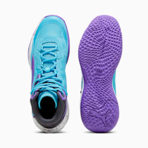 Tenis de baloncesto Playmaker Pro Mid para hombre, Purple Glimmer-Bright Aqua-Strong Gray-PUMA White, extralarge