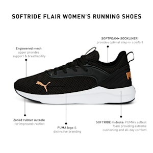 SOFTRIDE Flair Women's Running Shoes, PUMA Black-PUMA Gold, extralarge-IND