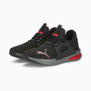 SOFTRIDE Enzo Evo Logo Unisex Running Shoes, PUMA Black-For All Time Red, extralarge-IND