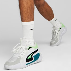 Court Rider Chaos Jewel Basketball Shoes, PUMA White-Fizzy Lime