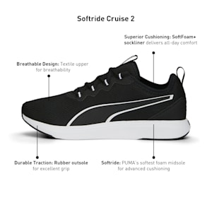 SOFTRIDE Cruise 2 Unisex Running Shoes, PUMA Black-PUMA White, extralarge-IND