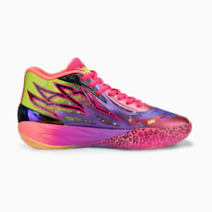 Tenis de basquetbol MB.02 Be You, Purple Glimmer-Safety Yellow-Pink Glo-Sunset Glow-PUMA Black