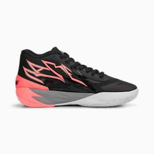MB.02 Flare Basketball Shoes, PUMA Black-Sunset Glow, extralarge-GBR