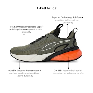 X-Cell Action Running Shoes, PUMA Olive-Flame Flicker-PUMA Black, extralarge-IND