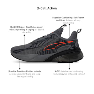 X-Cell Action Running Shoes, Cool Dark Gray-PUMA Black-Flame Flicker, extralarge-IND