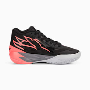 MB.02 Flare Big Kids' Basketball Shoes, PUMA Black-Sunset Glow