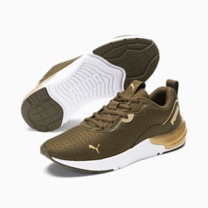 Cell Initiate Women's Running Shoes, Deep Olive-Metallic Gold