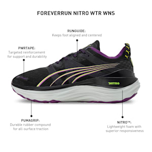 ForeverRun NITRO WTR Women's Running Shoes, PUMA Black-Purple Pop-Yellow Burst, extralarge-IND