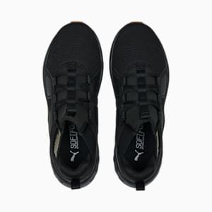 Zapatos Contempt Demi Remix de malla de hombre para correr, PUMA Black-Gold-Gum, extragrande