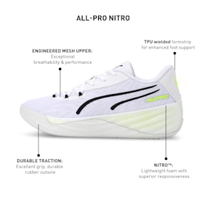 All-Pro NITRO Unisex Basketball Shoes, PUMA White-Lime Squeeze, extralarge-IND