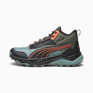 Tenis para senderismo Obstruct Pro Mid, Eucalyptus-PUMA Black-Neon Sun, extralarge