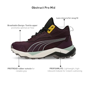 Obstruct Pro Mid Trail Running Shoes, Midnight Plum-Green Fog, extralarge-IND