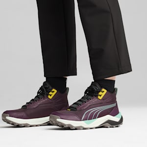 Obstruct Pro Mid Trail Running Shoes, Midnight Plum-Green Fog, extralarge-IND