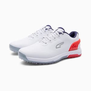 Alphacat Nitro Golf Shoes Men, PUMA White-For All Time Red-PUMA Navy