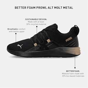 Better Foam Prowl Alt Molt Metal Women's Running Shoes, PUMA Black-PUMA Gold, extralarge-IND