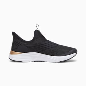 ウィメンズ ソフトライド ソフィア 2 スリッポン モルテン メタル ランニングシューズ, PUMA Black-PUMA Gold-Puma White, extralarge-JPN