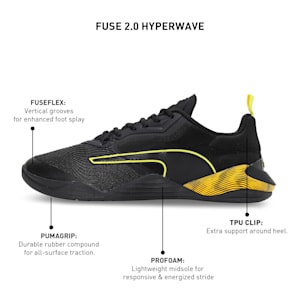 Fuse 2.0 Hyperwave Men's Training Shoes, PUMA Black-Yellow Burst, extralarge-IND