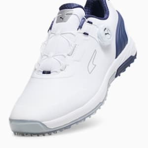 メンズ ゴルフ アルファキャット ニトロ ディスク スパイクレス シューズ, PUMA White-PUMA Navy-Ash Gray-PUMA Silver, extralarge-JPN