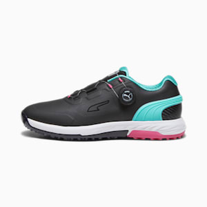 メンズ ゴルフ アルファキャット ニトロ ディスク スパイクレス シューズ, PUMA Black-AQUA GREEN-SHOCKING PINK, extralarge-JPN