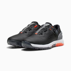 メンズ ゴルフ アルファキャット ニトロ ディスク スパイクレス シューズ, PUMA Black-QUIET SHADE-Red Blast, extralarge-JPN