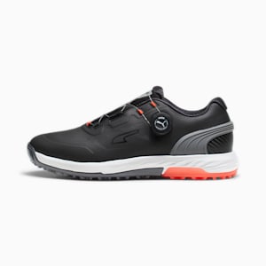 メンズ ゴルフ アルファキャット ニトロ ディスク スパイクレス シューズ, PUMA Black-QUIET SHADE-Red Blast, extralarge-JPN