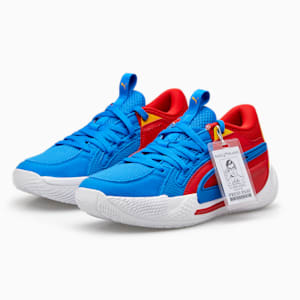 メンズ PUMA x スーパーマン 85周年 カオス コートライダー バスケットボールシューズ, Racing Blue-Yellow Sizzle-For All Time Red, extralarge-JPN