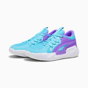 Tenis de baloncesto Court Rider Chaos Team, Purple Glimmer-Bright Aqua-PUMA White, extralarge