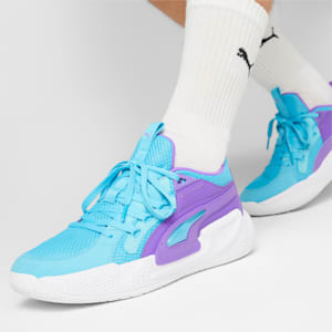 Court Rider Chaos Team Unisex Basketball Shoes, Purple Glimmer-Bright Aqua-PUMA White, extralarge-IND