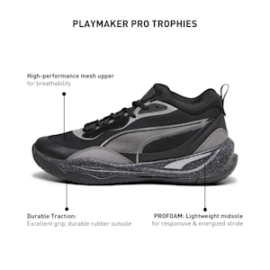 Playmaker Pro Trophies Unisex Basketball Shoes, Puma Aged Silver-Cast Iron-PUMA Black, extralarge-IND