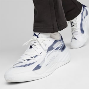 All-Pro NITRO Team Basketball Shoes, PUMA White-PUMA Navy-Lime Squeeze, extralarge-GBR