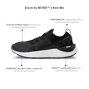 Electrify NITRO 3 Knit Women's Running Shoes, PUMA Black-PUMA White, extralarge-IND