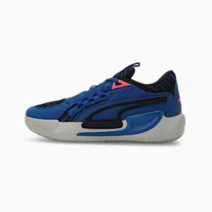 Clyde's Closet Court Rider Unisex Basketball Shoes, Clyde Royal-Harbor Mist-PUMA Black-Fire Orchid, extralarge-IND