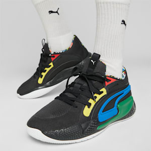 Court Rider Chaos Trash Talk Unisex Basketball Shoes, PUMA Black-Pelé Yellow-Archive Green-Racing Blue-PUMA White, extralarge-IND