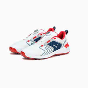 メンズ ゴルフ イグナイト イノベート ディスク スパイク シューズ, PUMA White-Persian Blue-Strong Red, extralarge-JPN