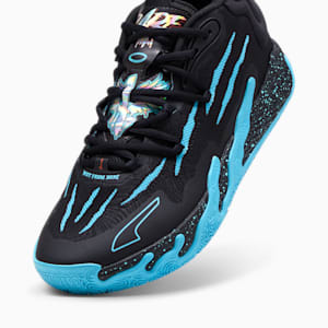 MB.03 Blue Hive Unisex Basketball Shoes, PUMA Black-Bright Aqua, extralarge-IND