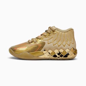 MB.01 Golden Child Basketball Shoes, Metallic Gold-Fiery Coral, extralarge-GBR