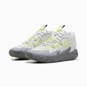 MB.03 Hills Unisex Basketball Shoes, Feather Gray-Lime Smash, extralarge-IND