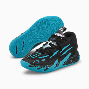 PUMA x LAMELO BALL MB.03 Blue Hive Big Kids' Basketball Shoes, PUMA Black-Bright Aqua, extralarge