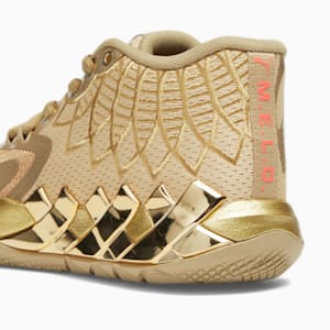 Tenis de básquetbol para niños mayores PUMA x LAMELO BALL MB.01 Golden Child, Metallic Gold-Fiery Coral, extralarge