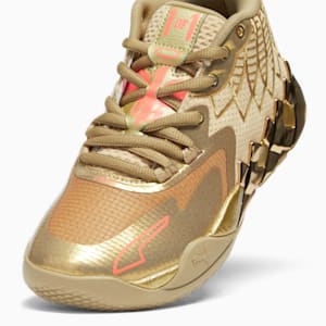 Tenis de básquetbol para niños mayores PUMA x LAMELO BALL MB.01 Golden Child, Metallic Gold-Fiery Coral, extralarge