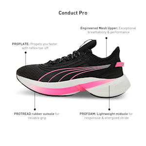 Conduct Pro Unisex Running Shoes, PUMA Black-Poison Pink-PUMA Silver, extralarge-IND