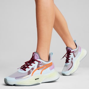 Tenis de entrenamiento para mujer PUMA x lemlem PWR NITRO™ SQD, Icy Blue-Frozen Grape-Cayenne Pepper, extralarge