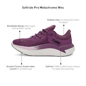 SOFTRIDE Pro Metachrome Women's Running Shoes, Crushed Berry-Grape Mist-PUMA White, extralarge-IND