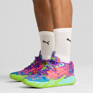 Chaussures de basketball PUMA x LAMELO BALL MB.03 Toxic pour homme, Purple Glimmer-KNOCKOUT PINK-Green Gecko, extralarge