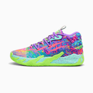 PUMA x LAMELO BALL MB.03 Be You Men's Basketball Shoes, Purple Glimmer-KNOCKOUT PINK-Green Gecko, extralarge