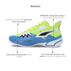 Genetics Unisex Basketball Shoes, Electric Lime-Blue Skies, extralarge-IND