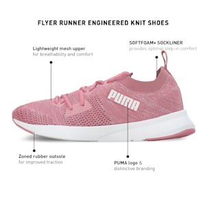 Flyer Runner Engineered Knit Women's Shoes, Foxglove-PUMA White, extralarge-IND