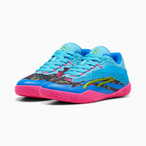 Tenis de básquetbol STEWIE x TOKYO NIGHTS Stewie 3 para mujer, Bright Aqua-Fluro Pink Pes-PUMA Black, extralarge