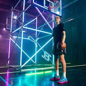 Tenis de básquetbol STEWIE x TOKYO NIGHTS Stewie 3 para mujer, Bright Aqua-Fluro Pink Pes-PUMA Black, extralarge